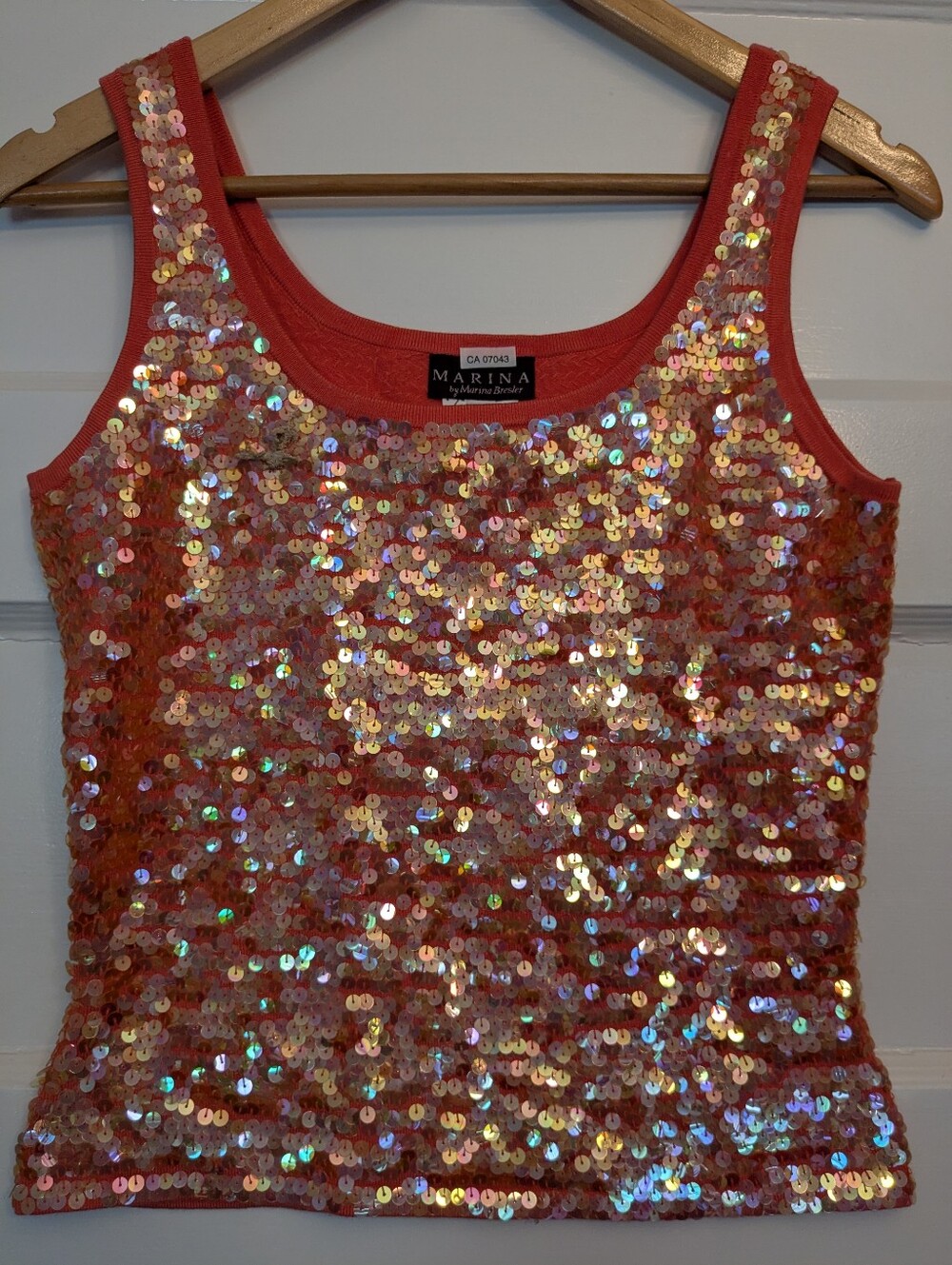Sequined Coral/Orange Tank Sweater - Made For Parties!